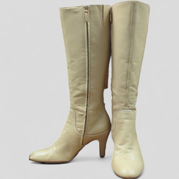 ANTONIO MELANI Women 8 Knee High RARE Camel Leather Boots 70's style Vintage - Picture 6 of 15